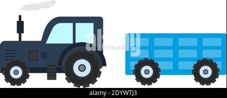 Traktor mit Trolley, Illustration, Vektor auf weißem Hintergrund. Stock Vektor