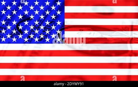 US Dollar Geld auf Flagge der USA Design für Hintergrund Stockfoto