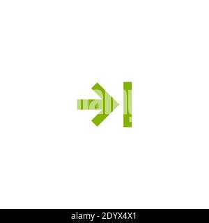 Symbol für Eingabe oder Anmeldung. Isoliert auf weiß. Grüner rechter scharfer Pfeil mit Klammer. Anmeldesymbol. Profil, Benutzeranmeldung. Pfeil im Feld. Eingang, Zugang, Submi Stock Vektor