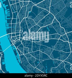 Detaillierte Karte des Verwaltungsgebiets der Stadt Liverpool. Lizenzfreie Vektorgrafik. Stadtbild-Panorama. Dekorative Grafik Touristenkarte von Liverpool Stock Vektor