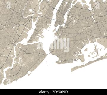 Vektorkarte von New York, USA, USA. Abbildung des Straßenklasters. New York Kartenkunst Stock Vektor