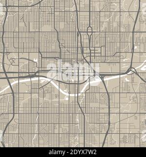 Detaillierte Karte von Oklahoma Stadt Verwaltungsgebiet. Lizenzfreie Vektorgrafik. Stadtbild-Panorama. Dekorative Grafik Touristenkarte von Oklaho Stock Vektor