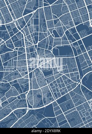 Detaillierte Karte des Verwaltungsgebiets der Stadt Riad. Lizenzfreie Vektorgrafik. Stadtbild-Panorama. Dekorative Grafik Touristenkarte von Riyadh territ Stock Vektor