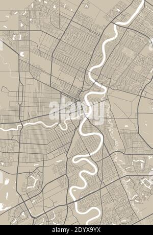 Detaillierte Karte von Winnipeg Stadt Verwaltungsgebiet. Lizenzfreie Vektorgrafik. Stadtbild-Panorama. Stock Vektor