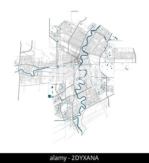 Winnipeg-Karte. Detaillierte Karte von Winnipeg Stadt Verwaltungsgebiet. Stadtbild-Panorama. Lizenzfreie Vektorgrafik. Lineare Übersichtskarte mit Autobahn Stock Vektor