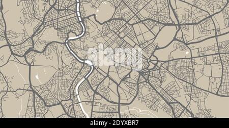 Detaillierte Karte von Rom Stadt Verwaltungsgebiet. Lizenzfreie Vektorgrafik. Stadtbild-Panorama. Dekorative Grafik Touristenkarte von Rom Gebiet. Stock Vektor