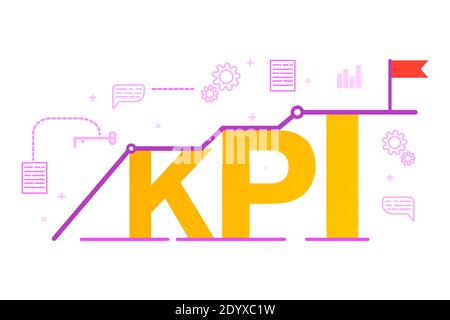 Key Performance Indicator Geschäftskonzept.Verbesserung der Arbeit des Unternehmens. Stock Vektor
