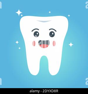Nettes Lächeln weißen Zahn.Emoji Charakter.Design-Konzept für eine Zahnklinik. Stock Vektor