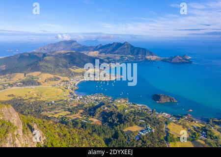 Luftaufnahme der Taurikura Bucht in Neuseeland Stockfoto