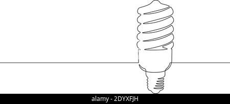 Eine kontinuierliche Art Economy-Glühlampe. Kompakte Leuchtstofflampe energiesparende Licht eine Skizze skizzieren Zeichnung Vektor-Illustration Stock Vektor