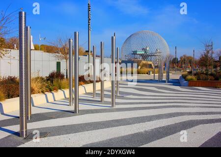 Kanada, Quebec, Montreal, Ile Sainte-Hlne, Parc Jean-Drapeau, Biosphäre, geodätische Kuppel, Stockfoto