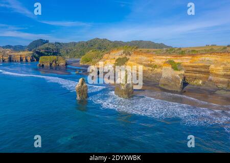 Three Sisters und der Elephant Rock in Neuseeland Stockfoto