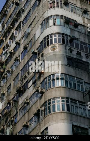 Wolkenkratzer von Hongkong - entlang Templestreet in Mong Kok, Jordanien und Yau Ma Tei Stockfoto