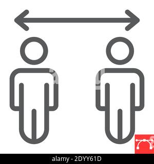 Soziale Distancing Linie Symbol, Coronavirus und covid-19, halten Abstand Zeichen Vektorgrafiken, editierbare Kontur lineare Symbol, eps 10. Stock Vektor