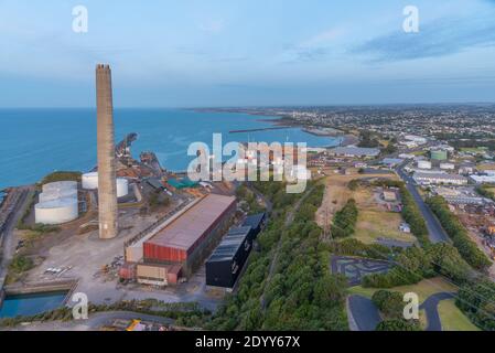 Industrieanlagen in New Plymouth, Neuseeland Stockfoto
