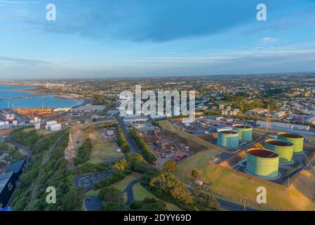 Industrieanlagen in New Plymouth, Neuseeland Stockfoto