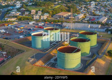 Industrieanlagen in New Plymouth, Neuseeland Stockfoto