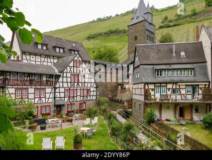 Stadtansicht rund um den Malerwinkel von Bacharach, einer Stadt im Landkreis Mainz-Bingen in Rheinland-Pfalz Stockfoto