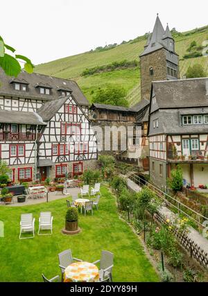 Stadtansicht rund um den Malerwinkel von Bacharach, einer Stadt im Landkreis Mainz-Bingen in Rheinland-Pfalz Stockfoto