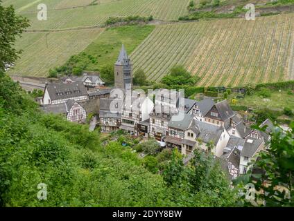 arialansicht des Malerwinkels von Bacharach, einer Stadt im Landkreis Mainz-Bingen in Rheinland-Pfalz Stockfoto