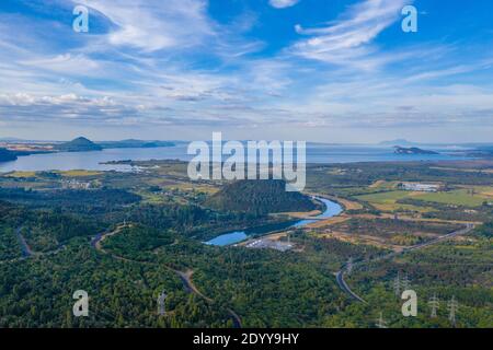 Luftaufnahme des Lake Taupo in Neuseeland Stockfoto