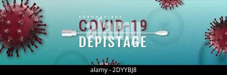 Coronavirus Covid-19 Test Banner Illustration - Mikrobiologie und Virologie Konzept Stockfoto