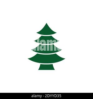 Grüner Baum schwarze Ikone, flaches Design. Fichte Vektor Silhouette Dekaration. Stock Vektor