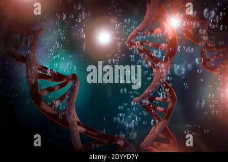 Abstrakte DNA-Strang Doppelhelix Genetik 3D-Darstellung Stockfoto