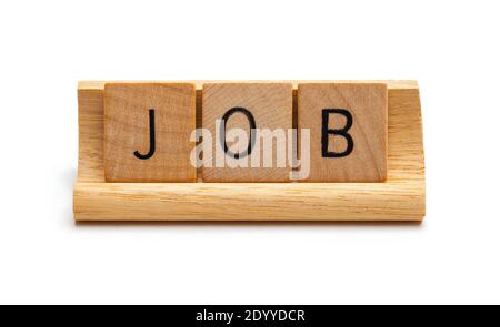 Wood Letter Blocks Rechtschreibung Job Ausschneiden. Stockfoto