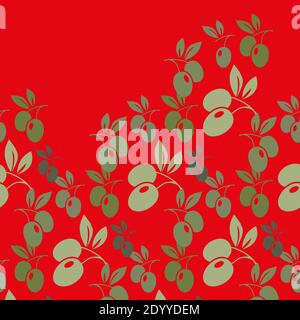 Aquarell Zweige der Oliven nahtlose Muster. Vektorgrafik. Stock Vektor