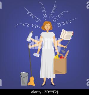Frau in Stress in Cartoon-Stil Vektor-Illustration. Stock Vektor