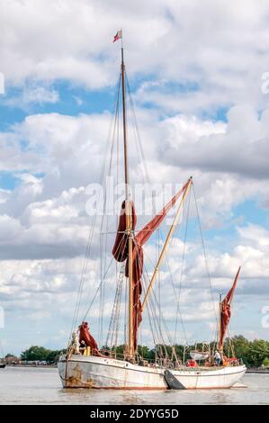 Die Thames Segelschiff Reminder, auf der Blackwater Mündung bei Maldon in Essex. Stockfoto