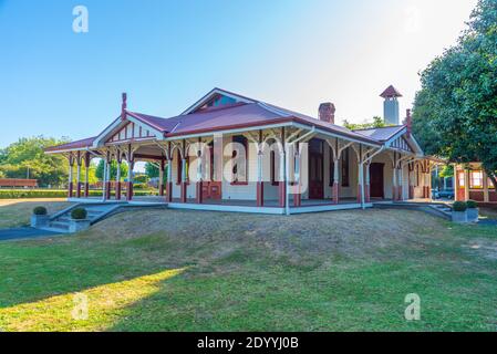 TE Runanga Teehaus in Regierungsgärten in Rotorua, Neuseeland Stockfoto