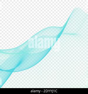 Abstrakte helltürkis Blend Welle auf transparentem Hintergrund. Subtiles Vektorgrafikmuster Stock Vektor