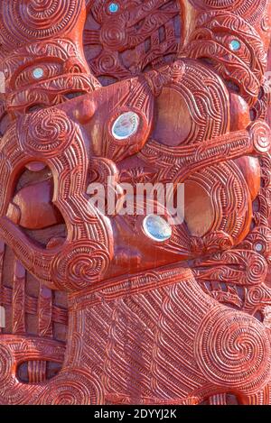 Maori Skulptur in Rotorua in Neuseeland Stockfoto