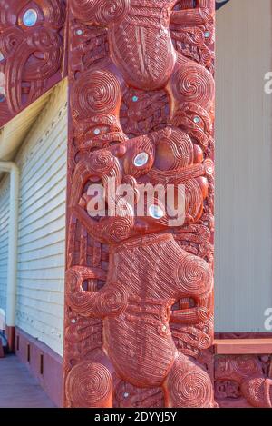 Maori Skulptur in Rotorua in Neuseeland Stockfoto