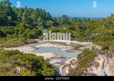 Geothermische Landschaft von Wai-o-Tapu, Neuseeland Stockfoto