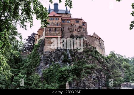 Schloss Kriebstein, Besichtigung der Burg, Wandern entlang der zschopau, sachsen, deutschland Stockfoto