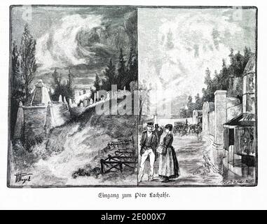 'Eingang zum Pére Lachaise' oder 'Eingang zum Friedhof Pére Lachaise', Ilustration aus 'die Hauptstädte der Welt', Breslau um 1897 Stockfoto