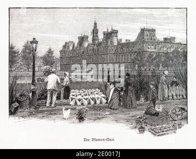 'Der Blumen-Quai' oder 'Flower Quay' Blumenbier von den Verkäuferinnen, Ilustration von 'die Hauptstädte der Welt', Breslau um 1897 Stockfoto