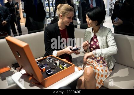 Fleur Pellerin, Minister für digitale Wirtschaft, weiht am 4. Oktober 2013 den neuen Hauptsitz von Samsung Electronics France in Saint-Ouen, Frankreich, ein. Foto von Nicolas Messyasz/ABACAPRESS.COM Stockfoto