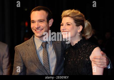 Charlie Cox und Jodie Whittaker bei der Premiere von "Hello Carter" während des 57. BFI London Film Festival im Odeon West End in London, Großbritannien, am 12. Oktober 2013. Foto von Aurore Marechal/ABACAPRESS.COM Stockfoto