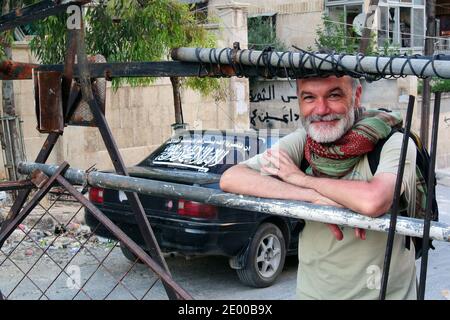 Der französische Historiker und Professor für Politikwissenschaft Jean-Pierre Filiu, gesehen bei einem Besuch in der Stadt Aleppo, Syrien, im Juli 2013. Foto von Ammar Abd Rabbo/ABACAPRESS.COM Stockfoto