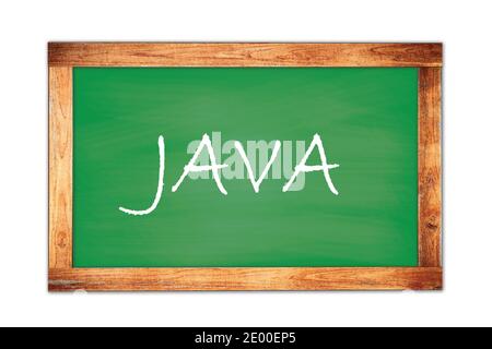 JAVA-Text auf grünen Holzrahmen Schule Tafel geschrieben. Stockfoto