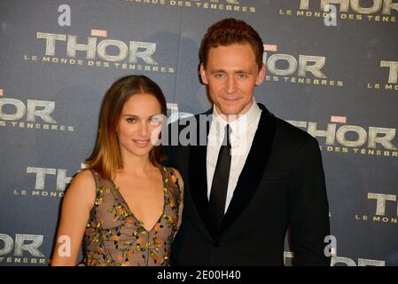 Natalie Portman und Tom Hiddleston bei der Premiere von 'Thor: The Dark World' im Le Grand Rex in Paris, Frankreich am 23. Oktober 2013. Foto von Nicolas Briquet/ABACAPRESS.COM Stockfoto