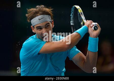 Der Spanier Rafael Nadal spielt am 30. Oktober 2013 in der zweiten Runde der BNP Paribas Masters Series Tennis Open 2013 im Palais Omnisports in Paris-Bercy, Paris. Foto von Henri Szwarc/ABACAPRESS.COM Stockfoto