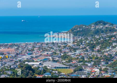 Luftaufnahme des Vororts Wellington in Neuseeland Stockfoto