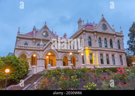 Sonnenuntergang Ansicht der Parlamentarischen Bibliothek in Wellington, Neuseeland Stockfoto