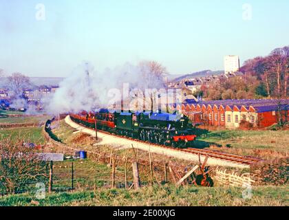 Jubillee Klasse Nr. 45596 Bahamas in Ingrow, Keighley Worth Valley Railway, North Yorkshire, England Stockfoto