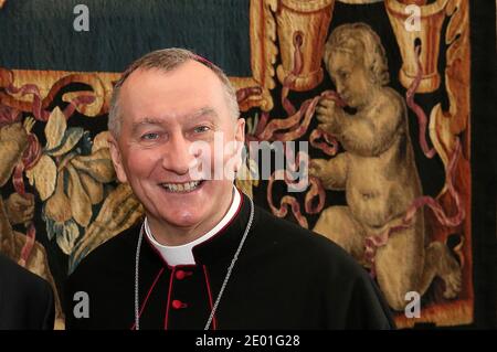 Der Vatikanische Staatssekretär Pietro Parolin trifft sich am 2. Dezember 2013 mit dem israelischen Ministerpräsidenten Benjamin Netanjahu im Vatikan. Foto von ABACAPRESS.COM Stockfoto